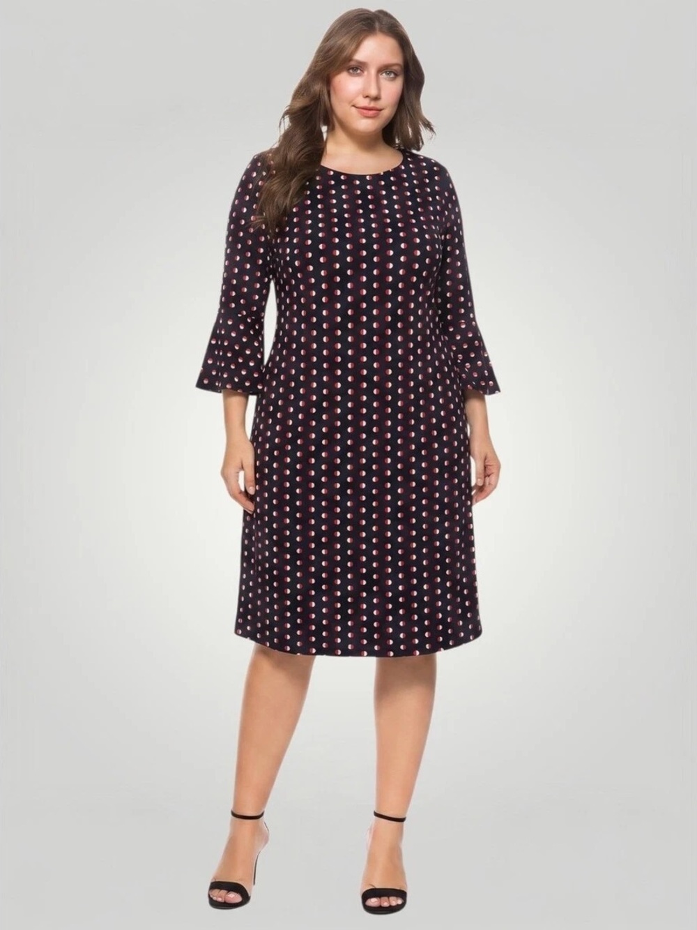 Tommy Hilfiger Navy Midi Dress with Pink Polka Dots